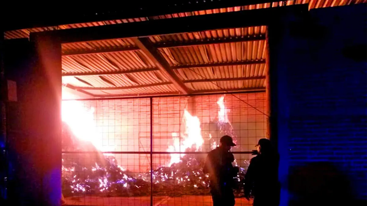 incendio en una bodega